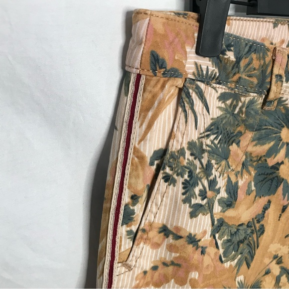 Anthropologie Chino Pants Sz 27 Relaxed Ankle Length Birds Foliage Botanical GUC - Picture 4 of 15